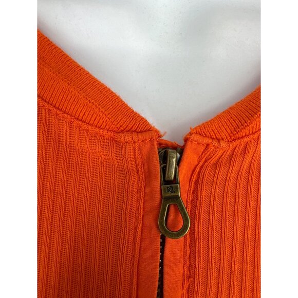 Lauren Ralph Lauren Womens Orange Ribbed Long Sleeve Half-Zip Top M - Picture 4 of 10